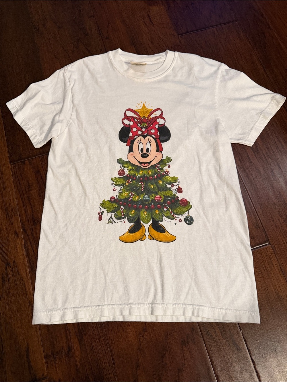 Comfort Colors White Minnie Mouse Christmas Tree Graphic Tee